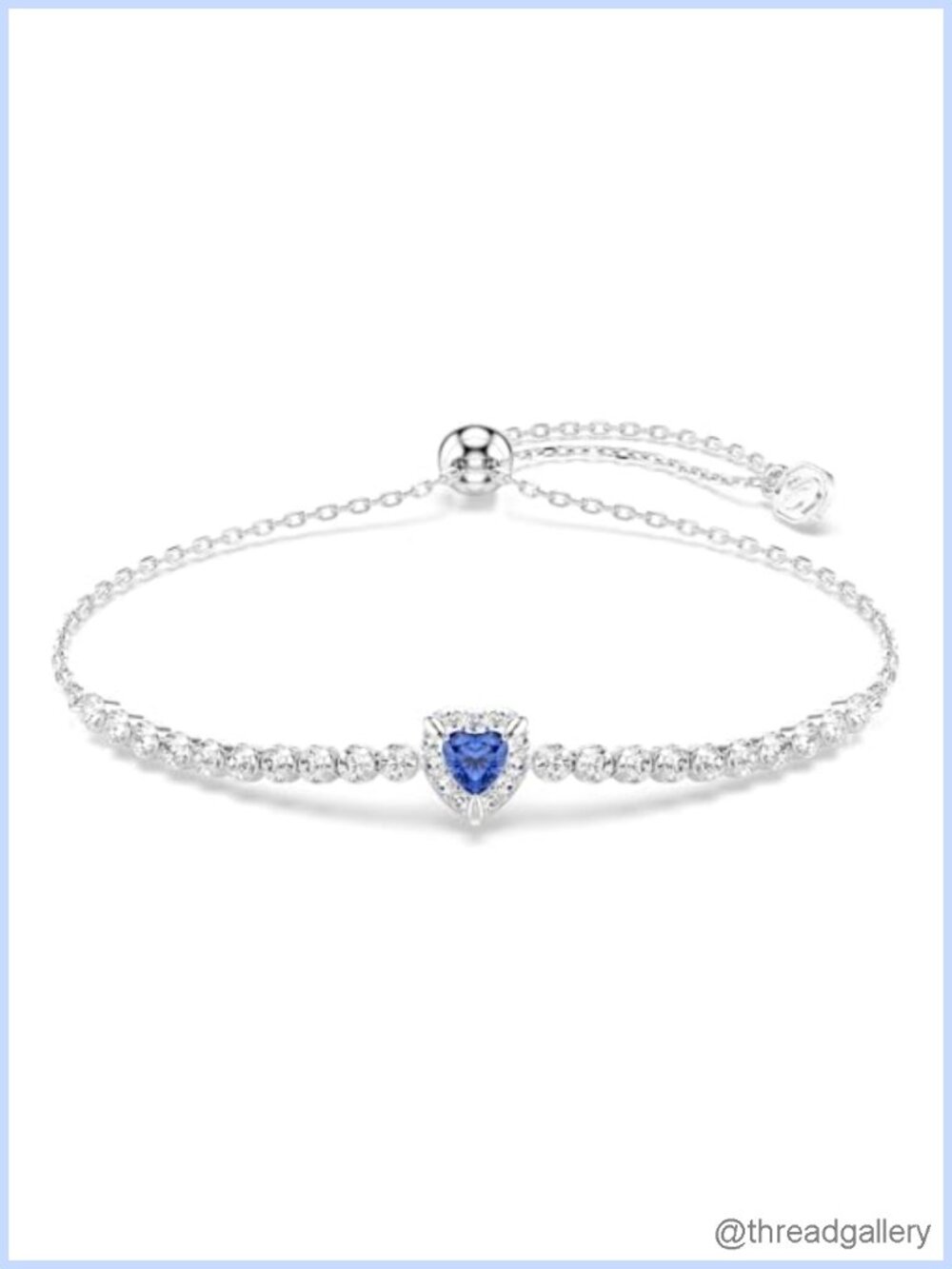 Swarovski Crystal Heart Link Bracelet Rhodium Plated Adjustable